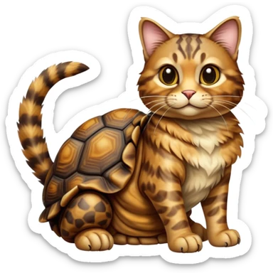 cinematic-[tortoise shell tabby cat]-realistic-full-body-sitting-emoji,-tail-curled-playfully-around-its-paws,-head-tilted-dramatically,-scruffy-[tortoise shell]-fur,-simplified-yet-realistic-focused-features,-highly-detailed,-glowing-with-an-almost-sarcastic-glow sticker