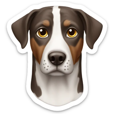 Catahoula with two brown ears a white face and one brown side of the face  sticker