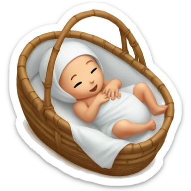 Newborn in a rattan cradle sticker