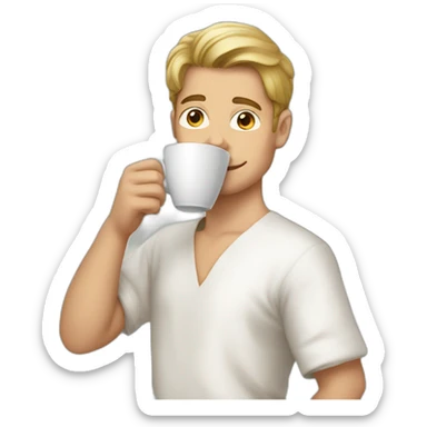 Young white muslin men drinking coffee sticker