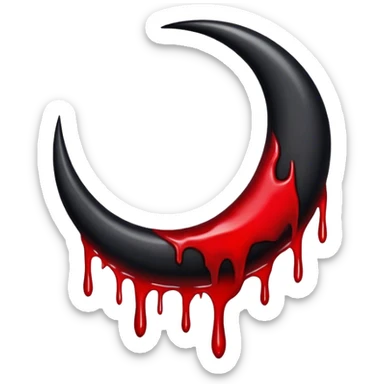 Black crescent moon with blood dripping from it  sticker