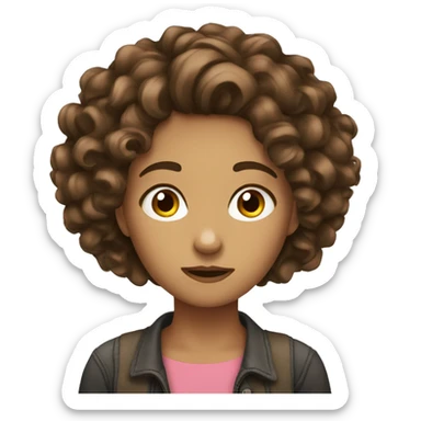 Girl bored hair brown curly  sticker