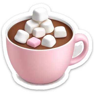 Light Pink mug of hot chocolate with marshmallows  sticker