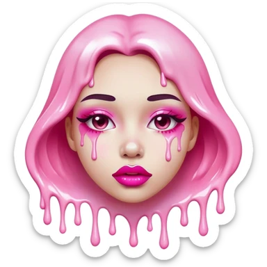 white paint dripping off pink ombre glossy floating lips sticker