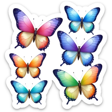 444 rainbow moon butterflys sticker