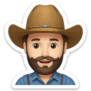 Winking face with a beard wearing a cowboy hat sticker