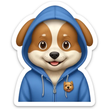 Dog wearing hoodie sticker