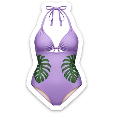 Retro swimsuit light purple halter top with high waisted leafy bottoms sticker