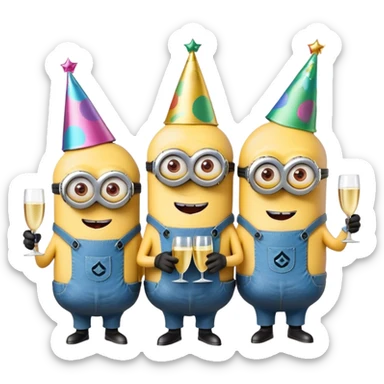 Minion birthday paety sticker