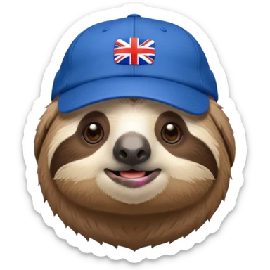 Sloth with UK blue ball cap  sticker