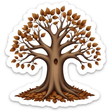 leafless old tree with pile of little leavs sticker
