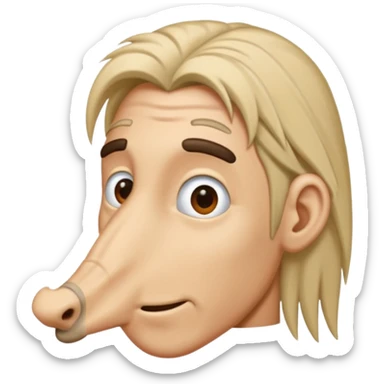 A dude with a long nose and has a cut between his hair sticker