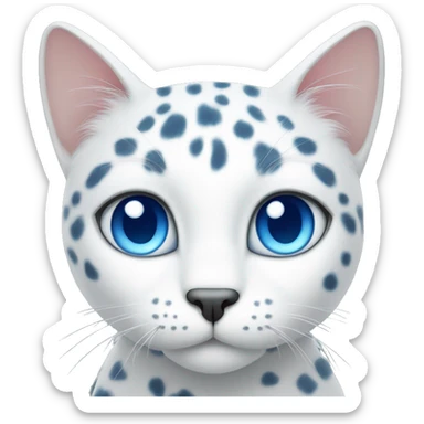 A white cat with grey leopard spots and blue eyes  sticker