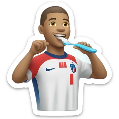 kylian mbappe, brushing teeth sticker