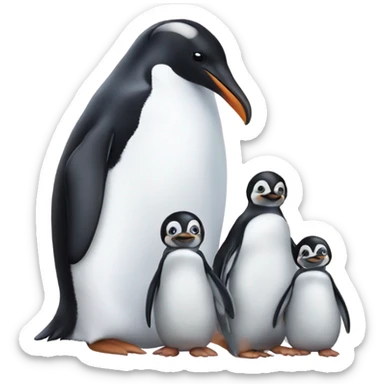 Mommy penguin with 3 baby penguins  sticker