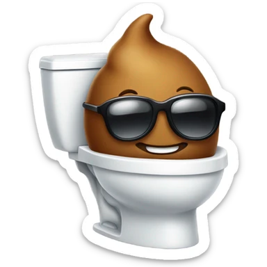 Poop with sunglasses that is wearing a toilet  sticker