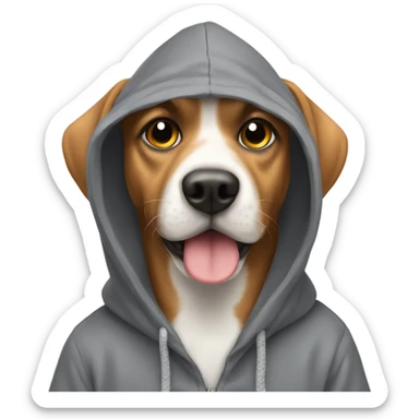 Dog wearing hoodie ￼ sticker