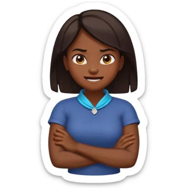 "arms crossed around neck angry laughing girl" sticker