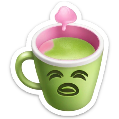 Matcha with pink cup sticker