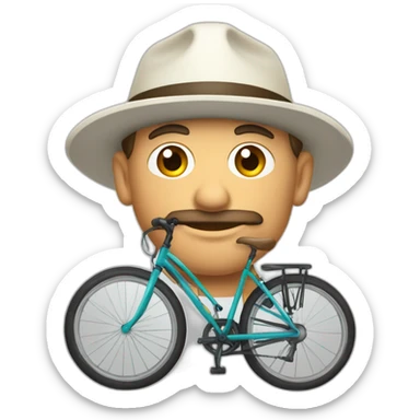 señor gordo blanco con gorra y bicicleta sticker