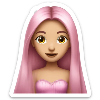 Long straight hair, fairy, pink dress, pink eyes, long eyelashes sticker