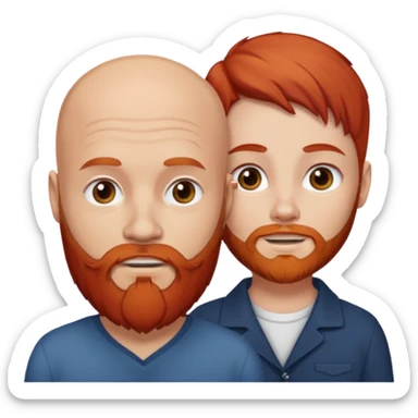 White bald man with red beard white girl with long brown hair  sticker