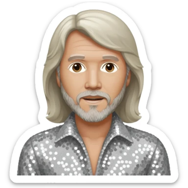Barry Gibb from Bee Gees with light grey sequin outfit sticker