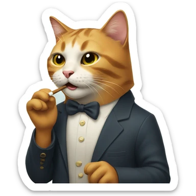 cat smoking cigarette sticker