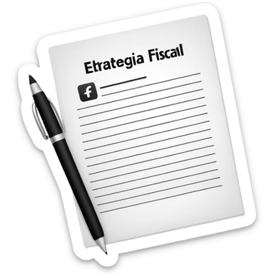 paper with a pen that says Estrategia Fiscal sticker