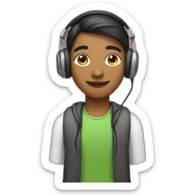 Indian student fair skin wearing headphones sticker