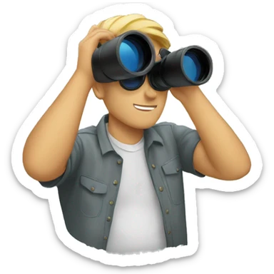 man overlooking through binoculars sticker