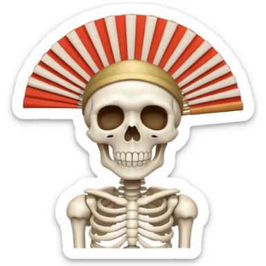A skeleton with a fan hat sticker