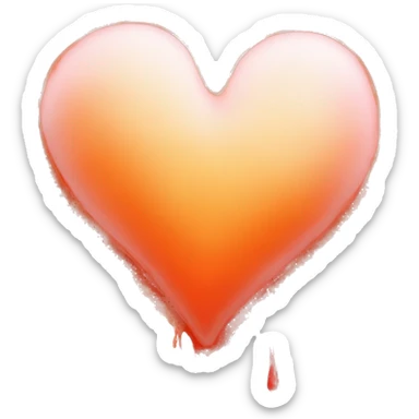 splattered paint heart glowing red-orange warmth sticker