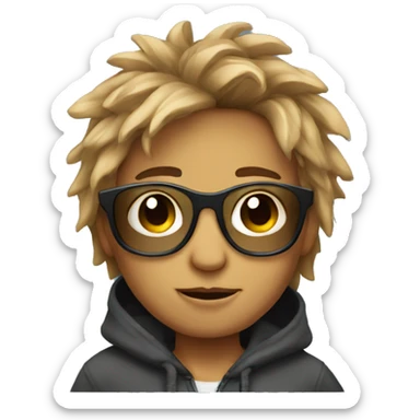 a boy avatar wearing a hoodie and a sunglases with messy hairs sticker