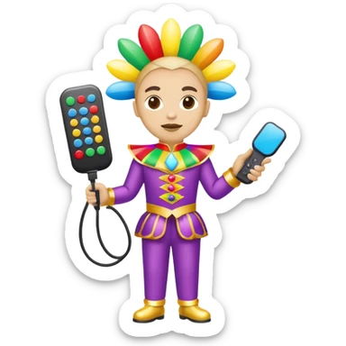 Uma pessoa com um controle remoto na mão e vestida de fantasia de carnaval sticker