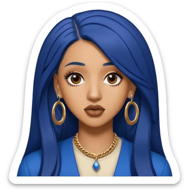 Cardi B with long dark blue hair  sticker