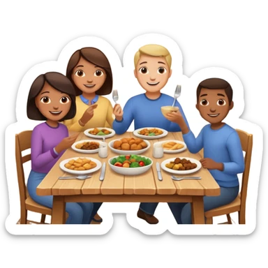 family having dinner sticker