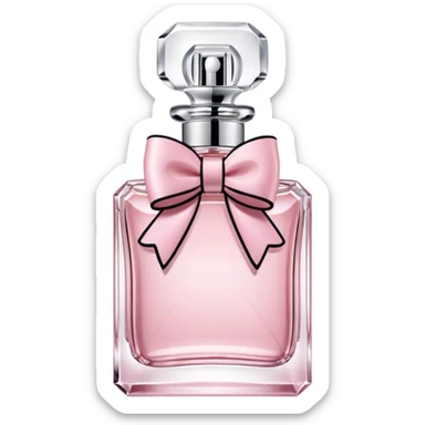 Miss Dior perfume bottle with bow, soft pink liquid sticker