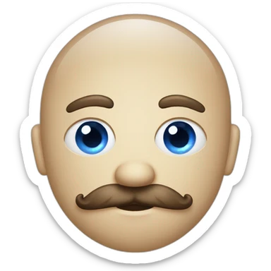 blue eyes globe man with mustache sticker