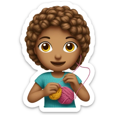 a girl who crochets toys with threads, біла шкіра і світле волосся sticker