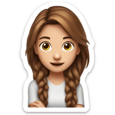 girl with the long brown hair is playing in the mobile game on the phone sticker