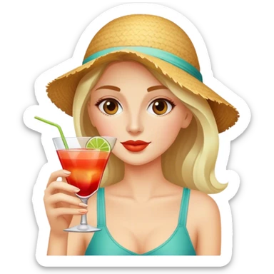 Biene trinkt Cocktail am Strand  sticker