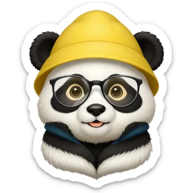panda with yellow conical hat, glasses sticker