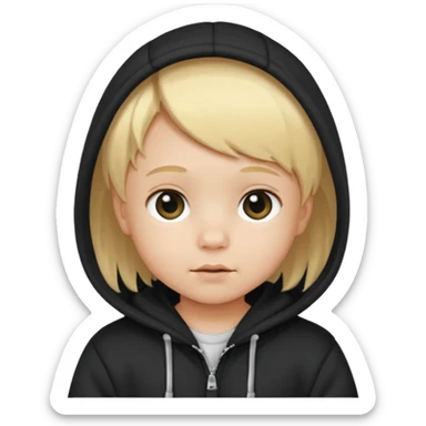 baby with blonde hair and black hoodie sticker
