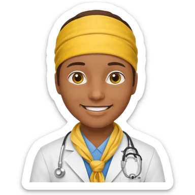doctor with yellow bandanna sticker