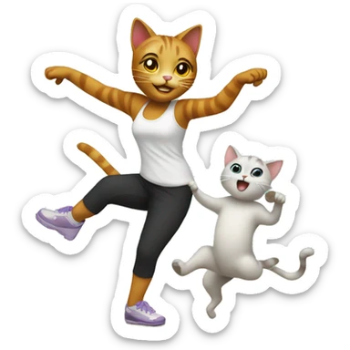 Cat dancing with girl sticker