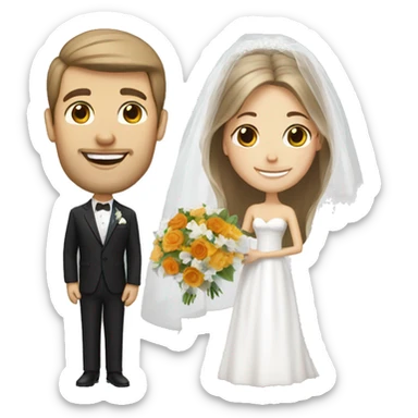 White brown hair bride and white brown hair groom sticker