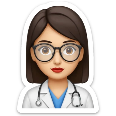una enfermera escolar con gafas llamativas y un moño pequeño, morena sticker