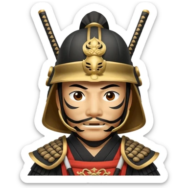Samurai with helmet and a mask sticker