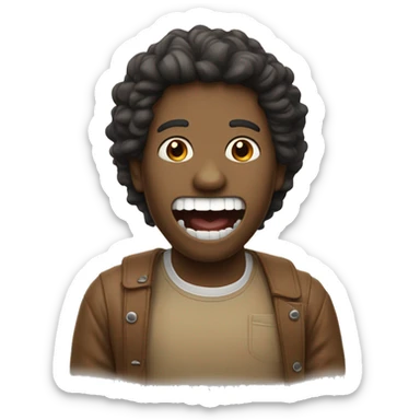 Une personne avec un doigt dans entre les dents et qui fais la timide sticker